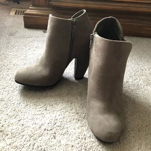 Candie’s Taupe Velvet Ankle Booties